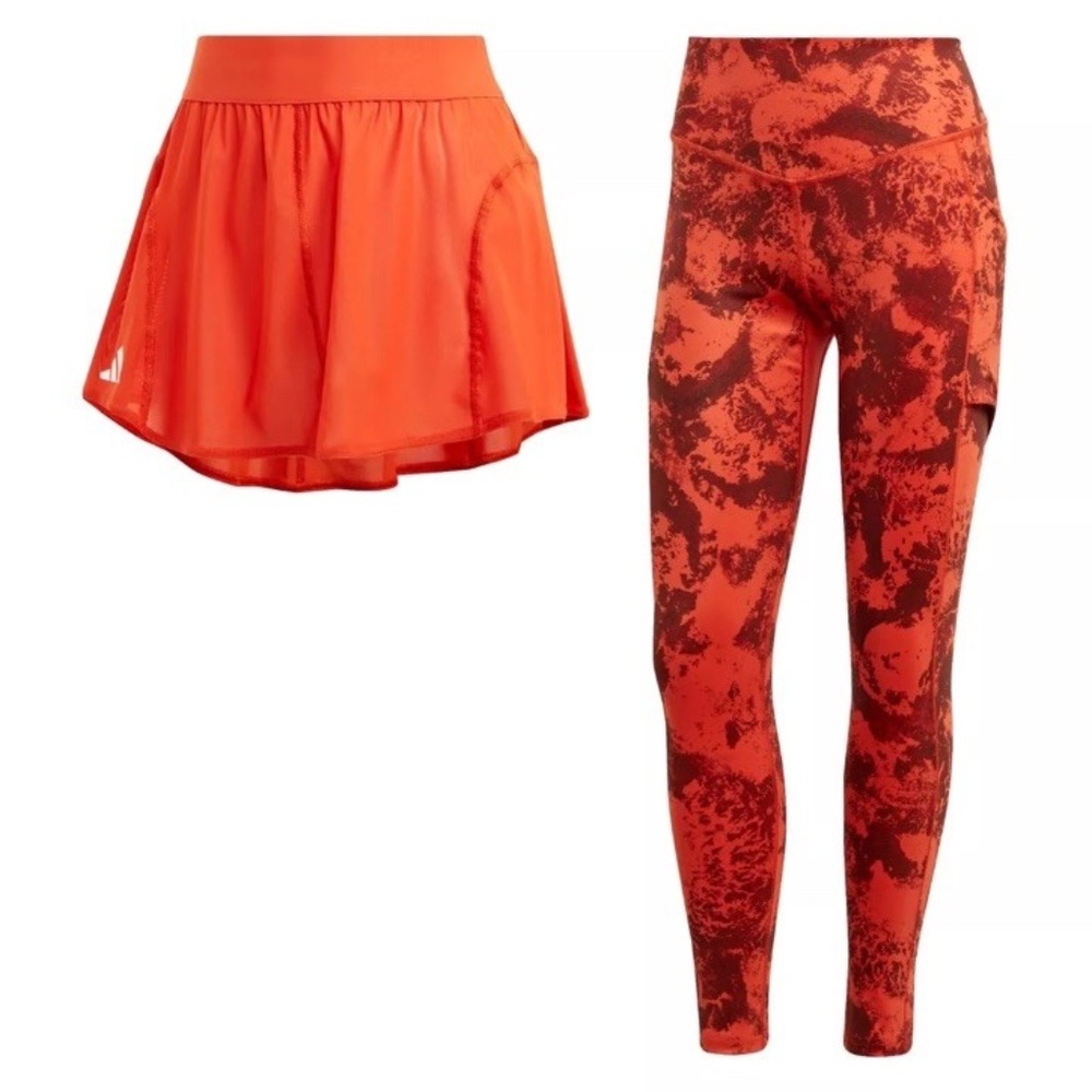 Adidas Women`s Paris Match 2 In 1 Tennis Tights, Preloved Red/Halo Blush Size S